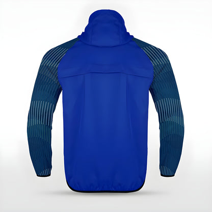 Blaue Allwetterjacke